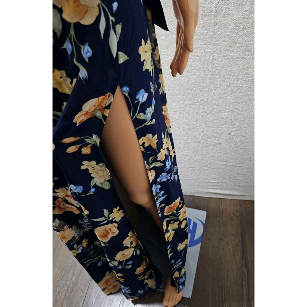 LULUS Remarkable Arrival Navy Blue Floral Sleeveless Maxi Dress Size XS New Flaw - Picture 5 of 13